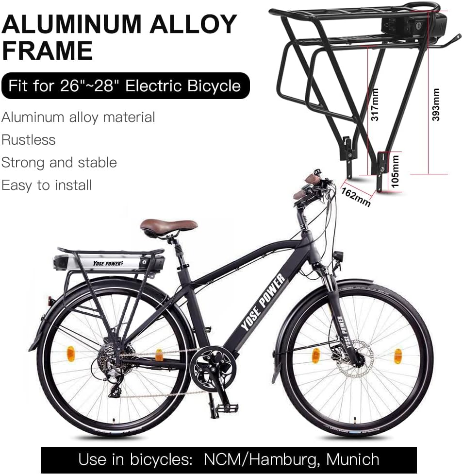 SEASON Gepäckträger Ebike Akku - 36V 13Ah 14.5Ah 15.6Ah 17.4Ah / 48V - 10.4Ah Lithinum-Ionen Batteri