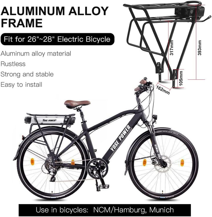 SEASON Gepäckträger Ebike Akku - 36V 13Ah 14.5Ah 15.6Ah 17.4Ah / 48V - 10.4Ah Lithinum-Ionen Batteri