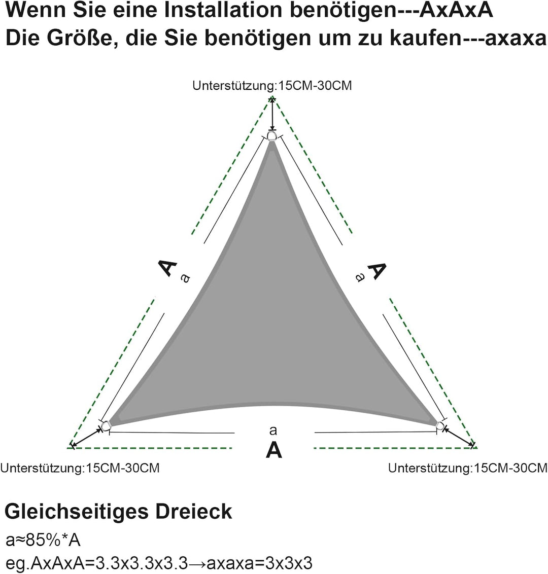 SUNNY GUARD Sonnensegel Wasserdicht 6x6x6m Dreieckig Sonnenschutz Wetterschutz Segel Baldachin UV Sc