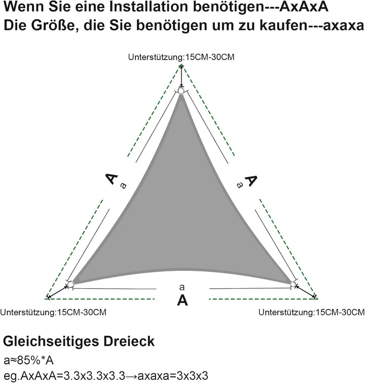 SUNNY GUARD Sonnensegel Wasserdicht 6x6x6m Dreieckig Sonnenschutz Wetterschutz Segel Baldachin UV Sc