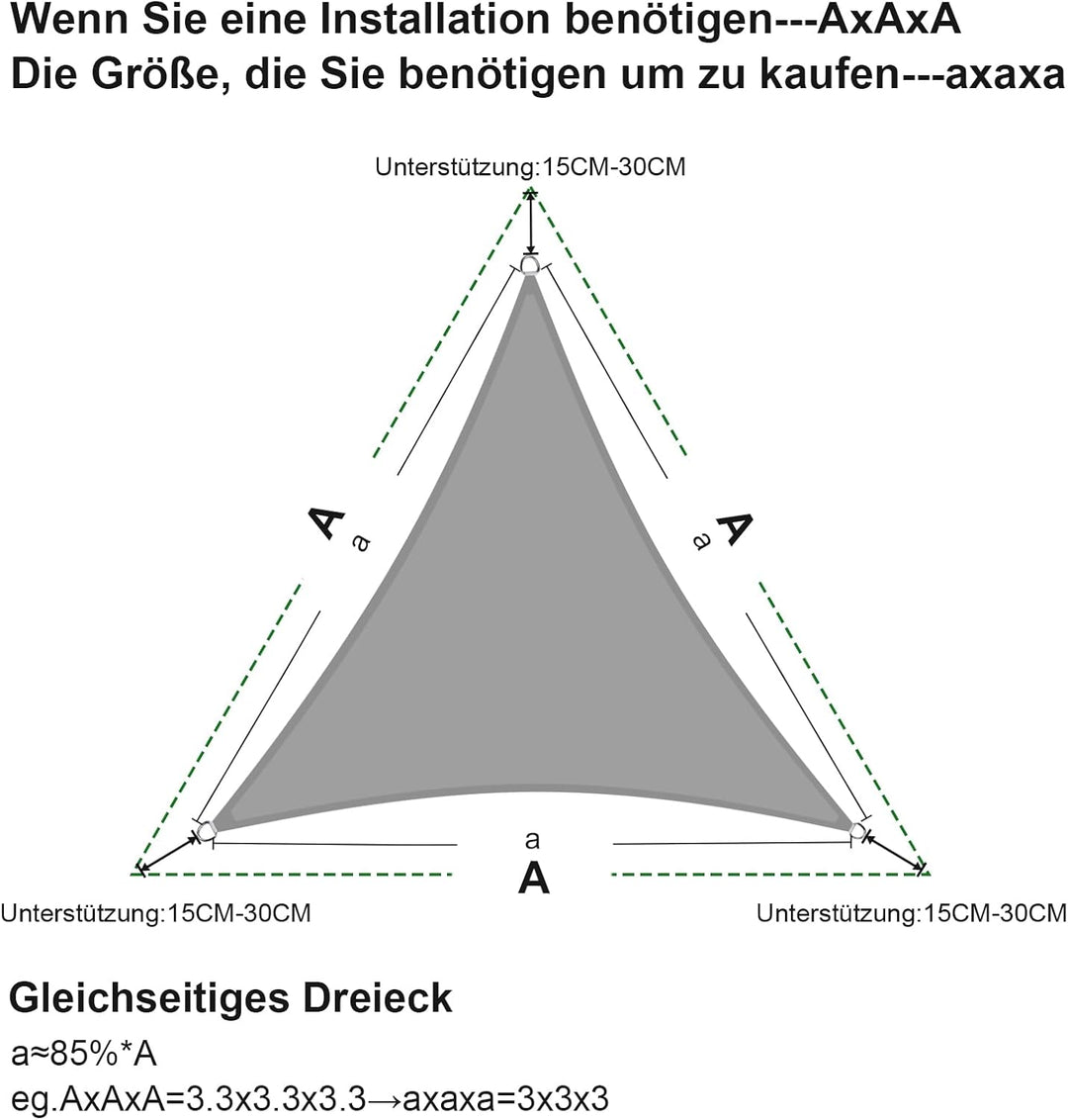 SUNNY GUARD Sonnensegel Dreieck 4x4x4m Wasserdicht Sonnenschutz Wetterschutz Segel Baldachin UV Schu