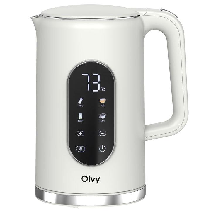 Olvy Elektrischer Wasserkocher 1,7L mit Temperaturkontrolle – Schnellkochender Edelstahl Heisswasser