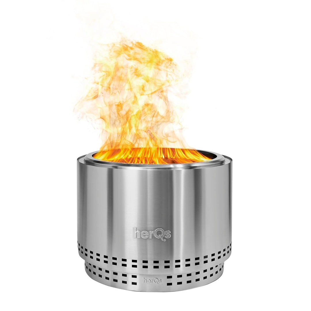 herQs Chief Feuerschale Rauchfrei – Tragbarer Feuerschale Edelstahl für Garten, Camping & Terrasse –