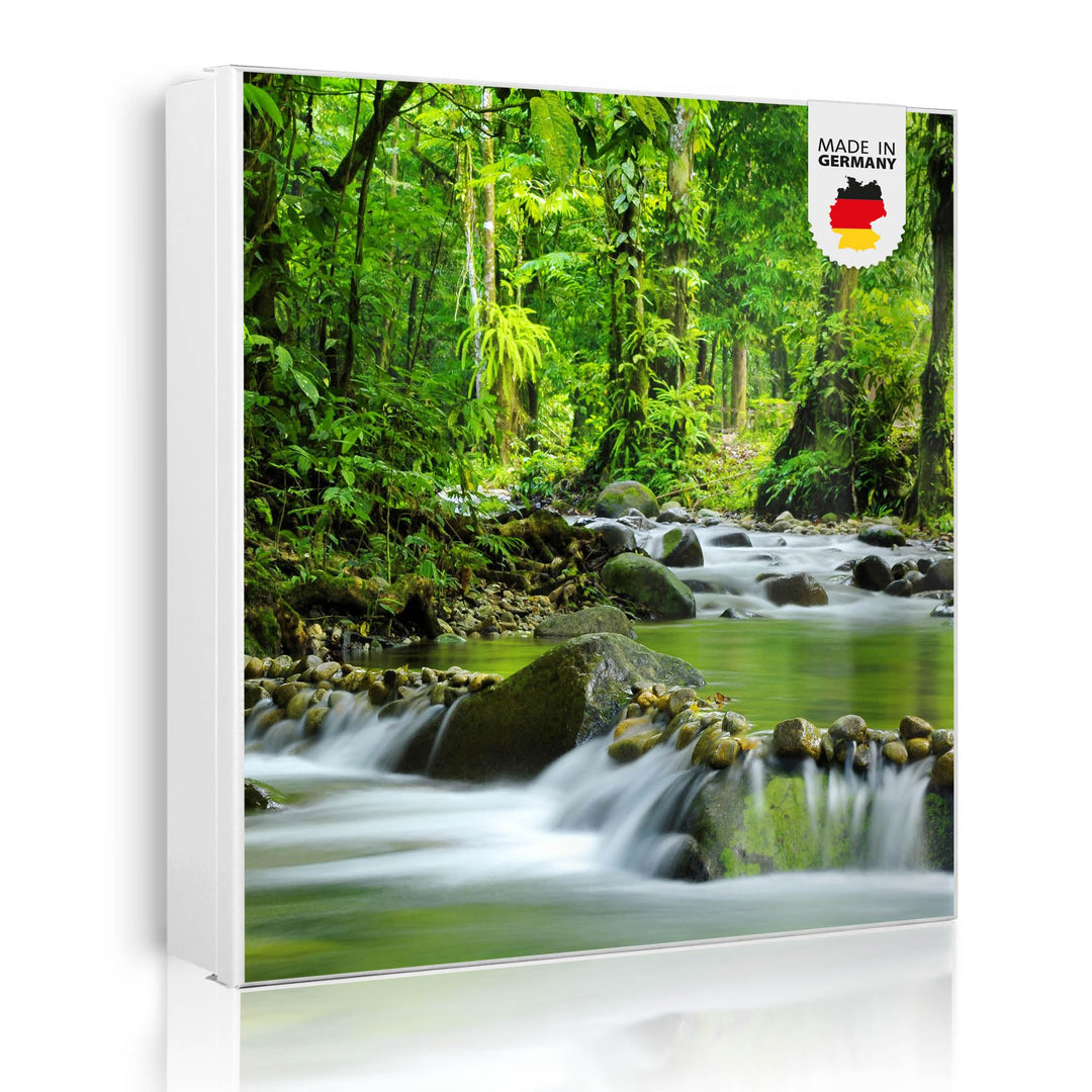 banjado® Grosser Schlüsselkasten Glas/Schlüsselbox 30cm x 30cm mit 50 Haken - Motiv Wasserfälle/Schl