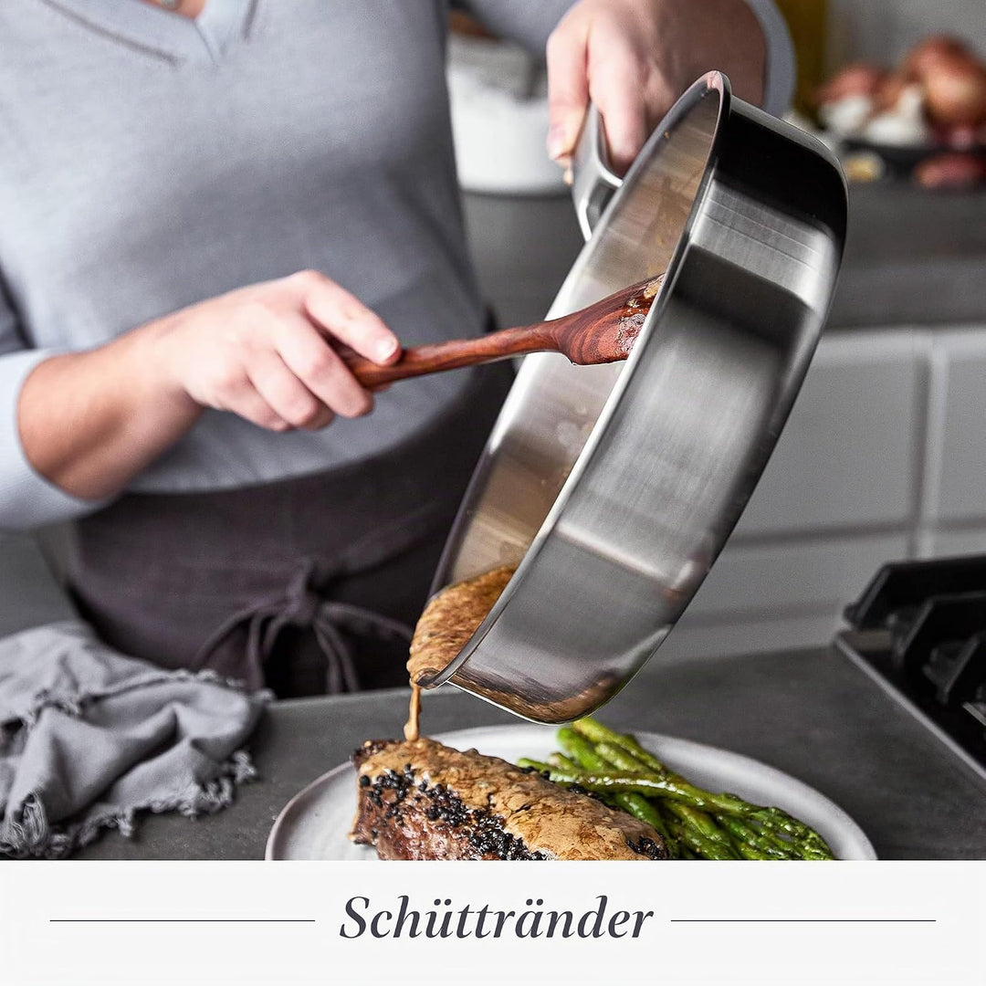 Merten & Storck Tri-Ply 18/10 Edelstahl Induktion 26cm und 30cm Bratpfanne Set, Multi Clad, Backofen