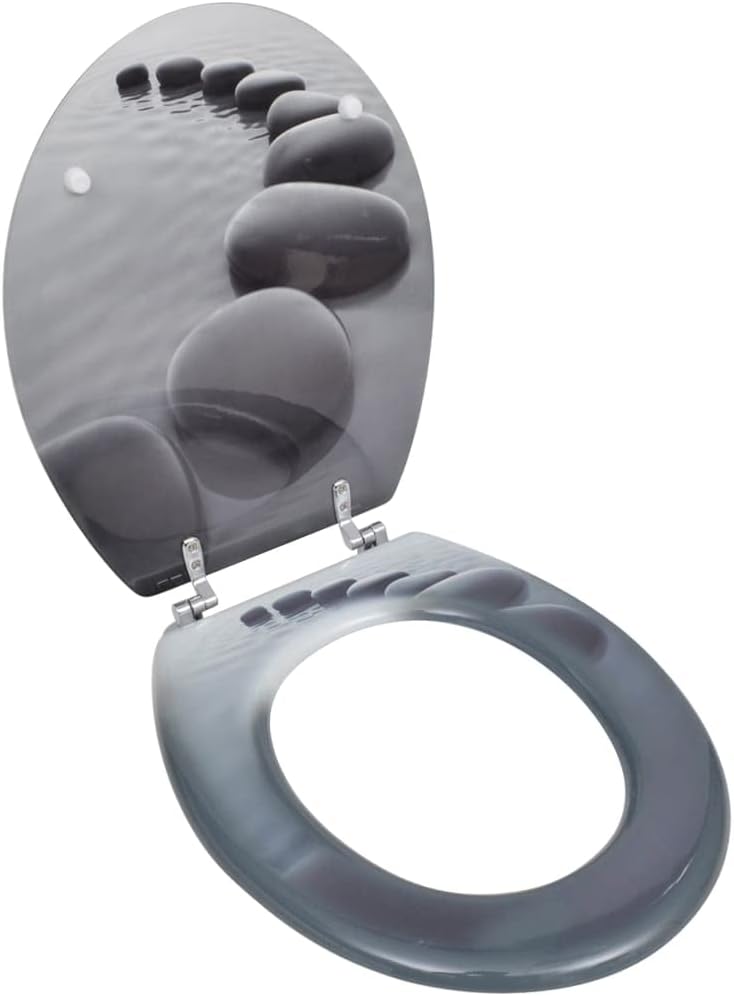 HOMIUSE 43,7x37,8 cm Toilettensitz MDF Steine Toilettendeckel Wc Sitz Klobrille Wc Deckel Toilettenb