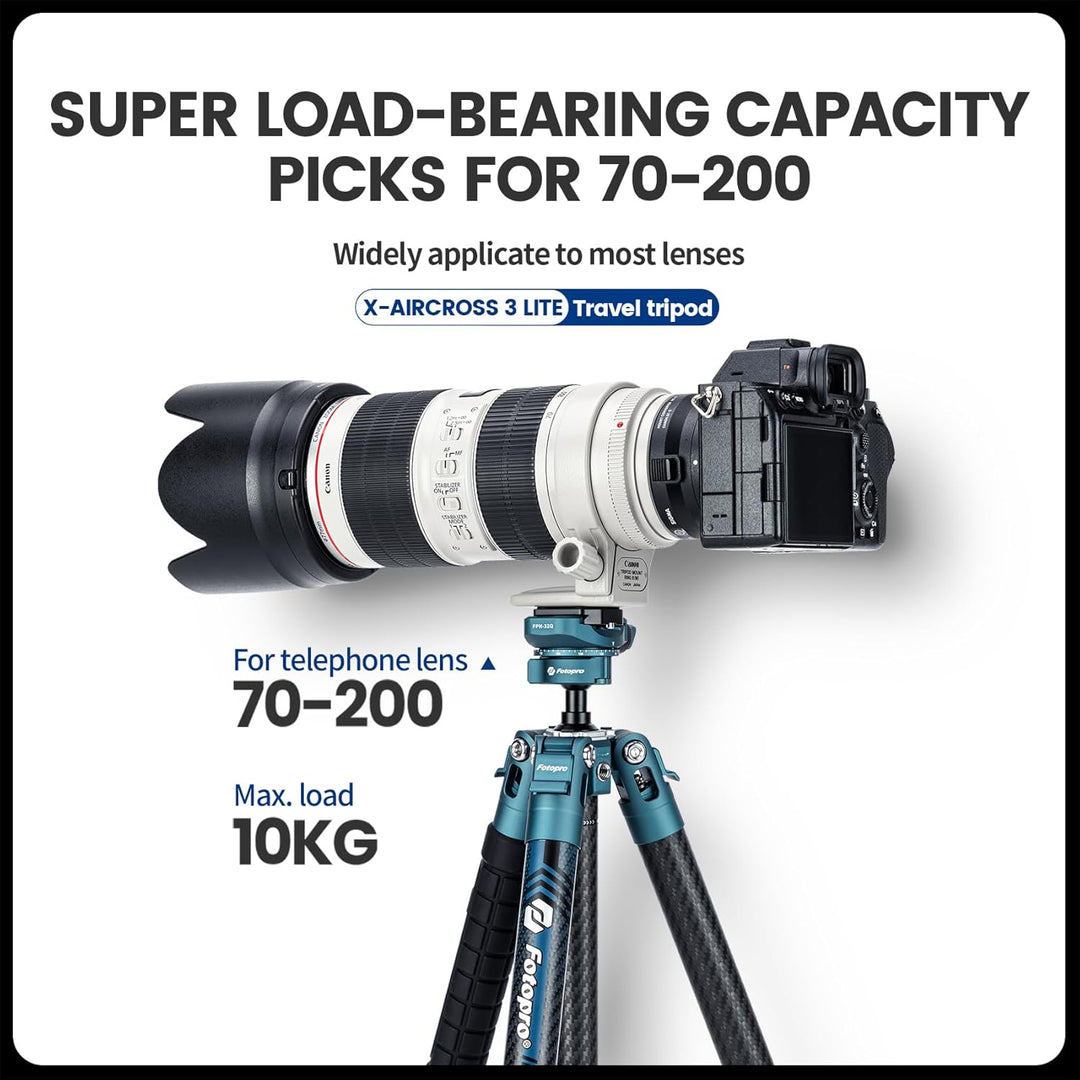 Fotopro Kohlefaser-Stativ 130 cm 360 Grad Kugelkopf, Schnellwechselplatte, leichtes Kamerastativ für