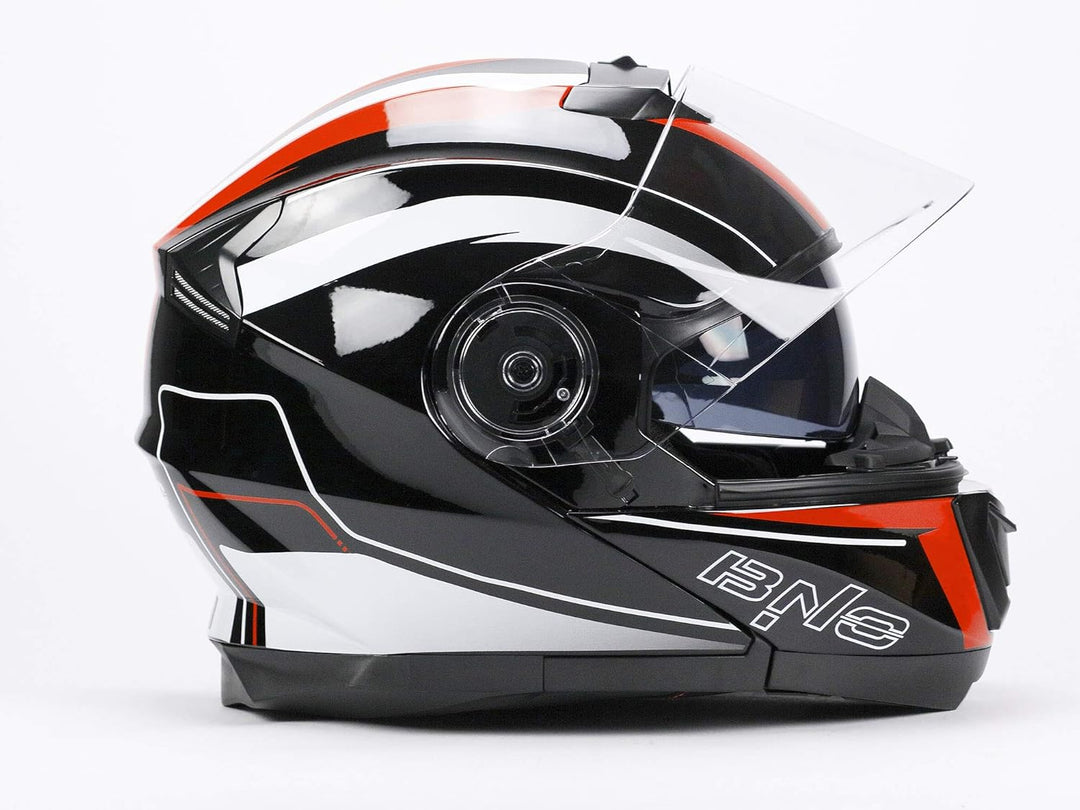 BNO Flip-2 Flup Up Helm Klapphelm Madular Helm (M, Rot Schwarz) M Rot Schwarz, M Rot Schwarz