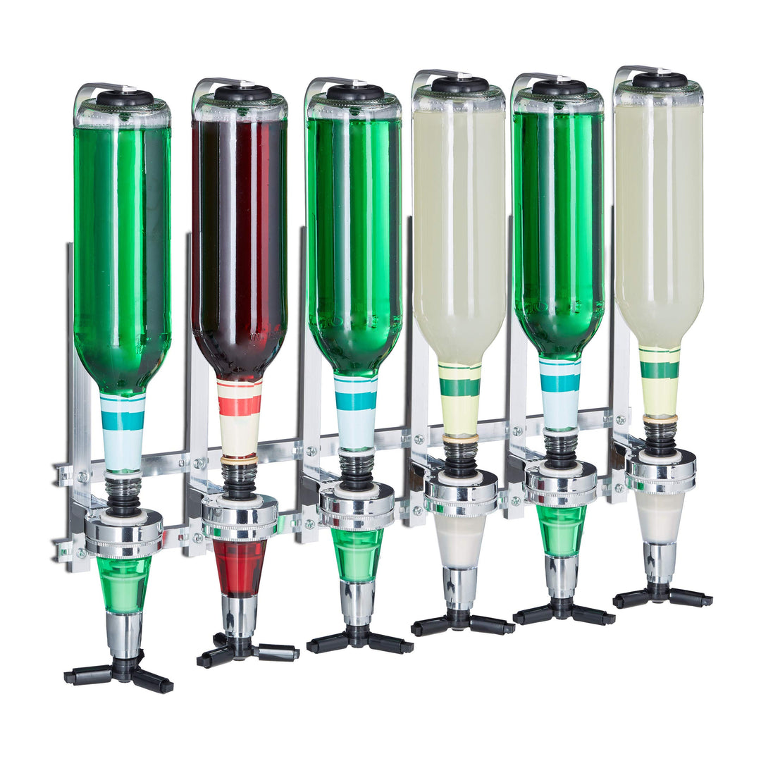 Relaxdays Barbutler Wand, Portonierer für 6 Flaschen, Profi Portionierer 3 cl, Bar Accessoire, HBT: