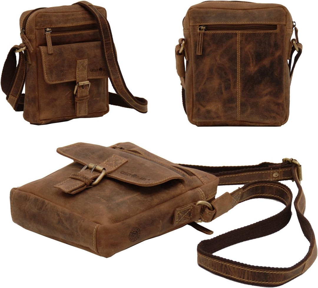 Greenburry Vintage 1663-25 Leder kleine Umhängetasche Schultertasche antikbraun - by ModaStore de