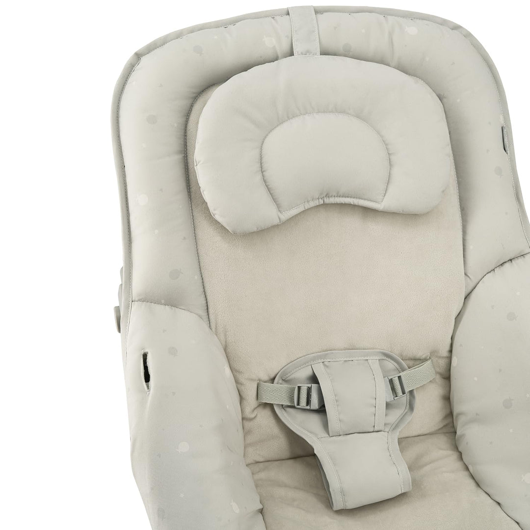 MoMi Babywippe LAPIS für Babys bis 12 kg, Batteriebetrieb, 3-Punkt-Sicherheitsgurt, Bügel und 2 Spie