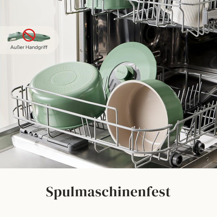 Redchef Töpfe Set mit Abnehmbaren Griffen, Antihaft Keramik Topfset 16/18/20cm und 3-IN-1 Verschluss