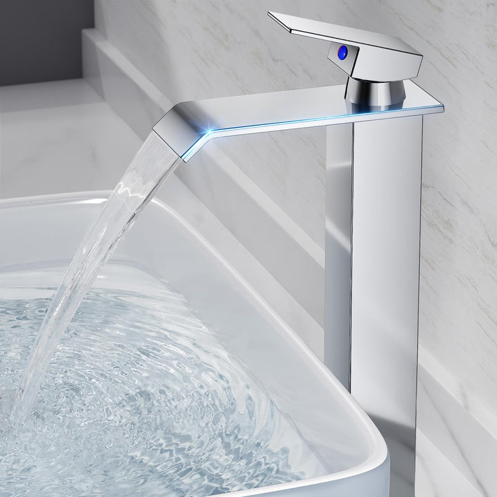 Wasserfall Wasserhahn Bad,Edelstahl Waschtischarmatur,Einhandmischer Armatur Waschbecken,Wasserspare