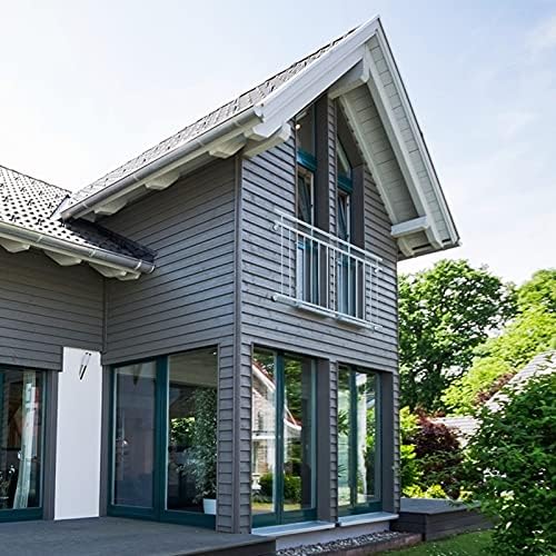 ECD Germany Französischer Balkon 90 x 225 cm mit 16 Füllstäben, Weiss matt & rau, Stahl pulverbeschi