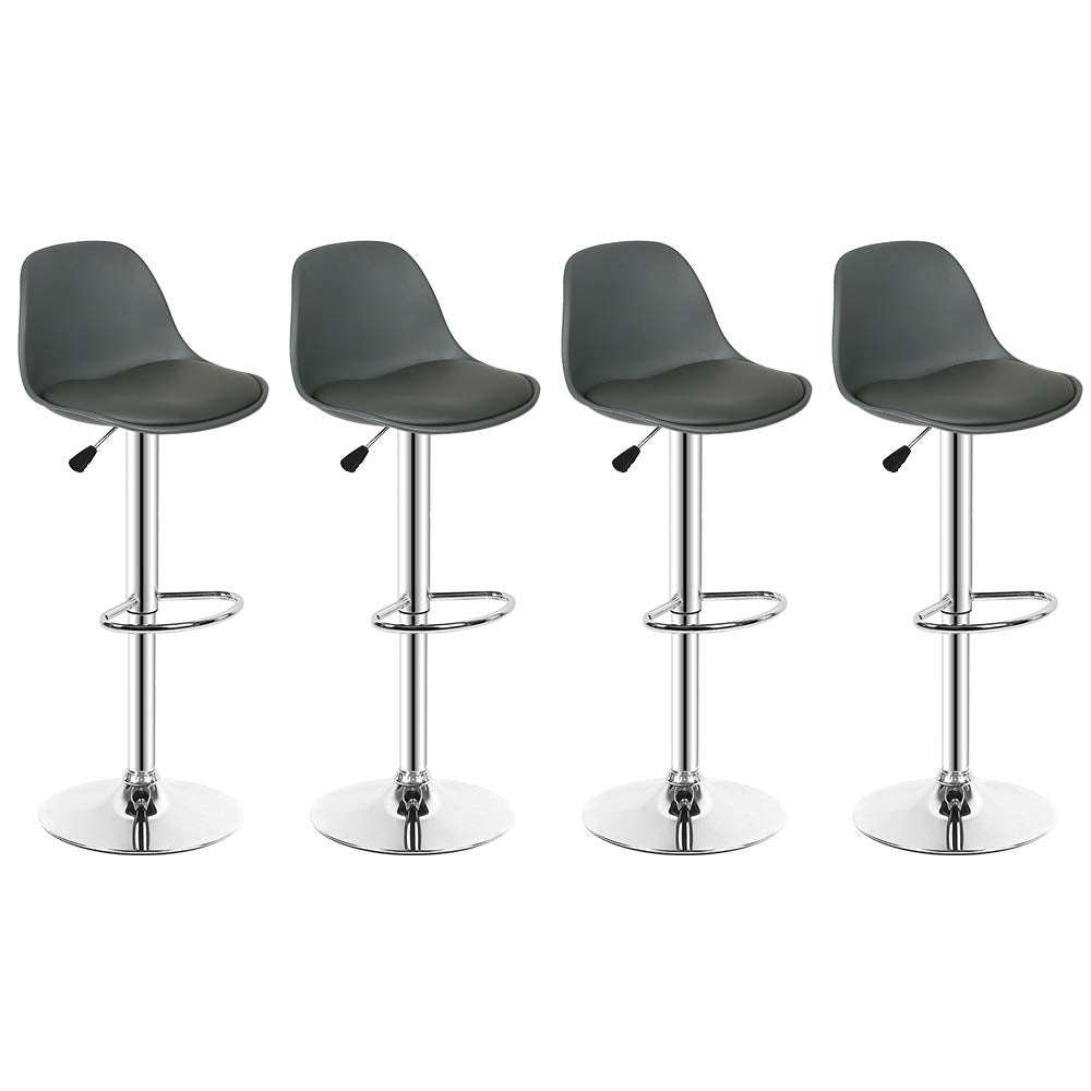 OHMG 4 Stück Barhocker, Küchenstuhl, Barhocker aus PU-Leder, mit Rückenlehne und Fussstütze, höhenve