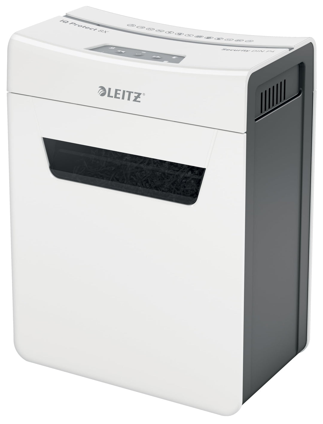 Leitz IQ 8X Premium Aktenvernichter P4 fürs Büro und Zuhause, Partikelschnitt, 9-8 Blatt (70-80 g/m²