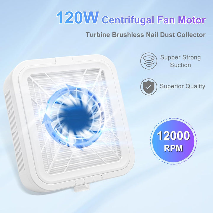 CGBE Staubabsaugung für nägel, 120W Nagelstaubsauger mit 2 Filter Saugstark Professionell Nagel Stau