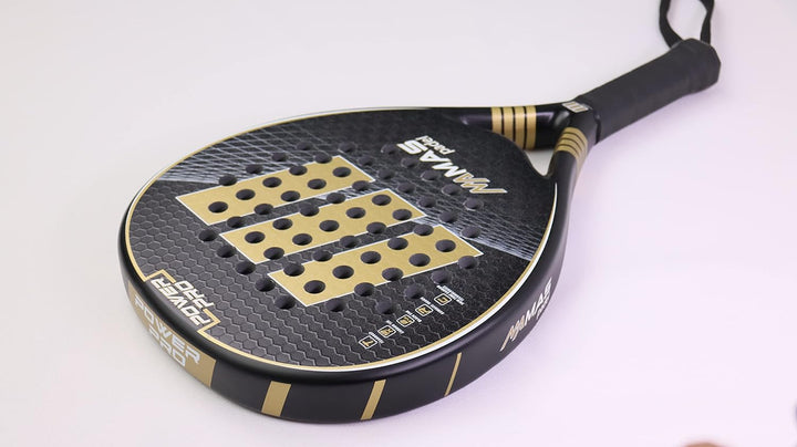 MAS Padel Power Pro Padelschläger, Gold/Schwarz, Unisex, Erwachsene, 100% Carbonbeschichtung, raue O