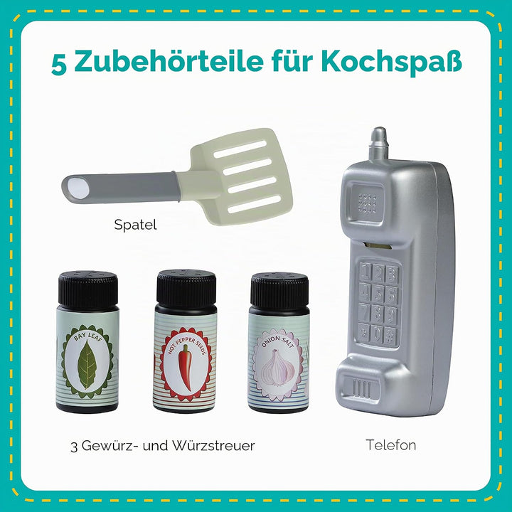 Teamson Kids Kinderküche Spielküche Holz Kinderspielküche Holzküche TD-11708A Mehrfarben, Mehrfarben
