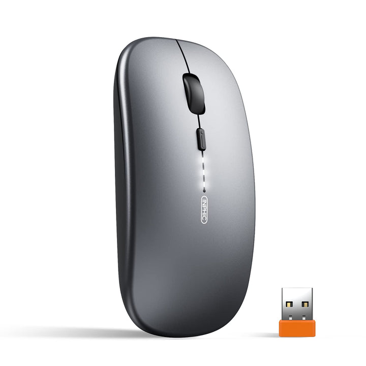 inphic Maus Kabellose wiederaufladbar, Ultra Slim 2.4G Leise Funkmaus Optische Computermaus 1600 DPI