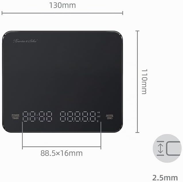 Rosenstein &amp; Söhne Kaffeewaage: Mini-Espresso- und Pour-Over-Waage, Timer, Dual-Display, Akku, USB-C