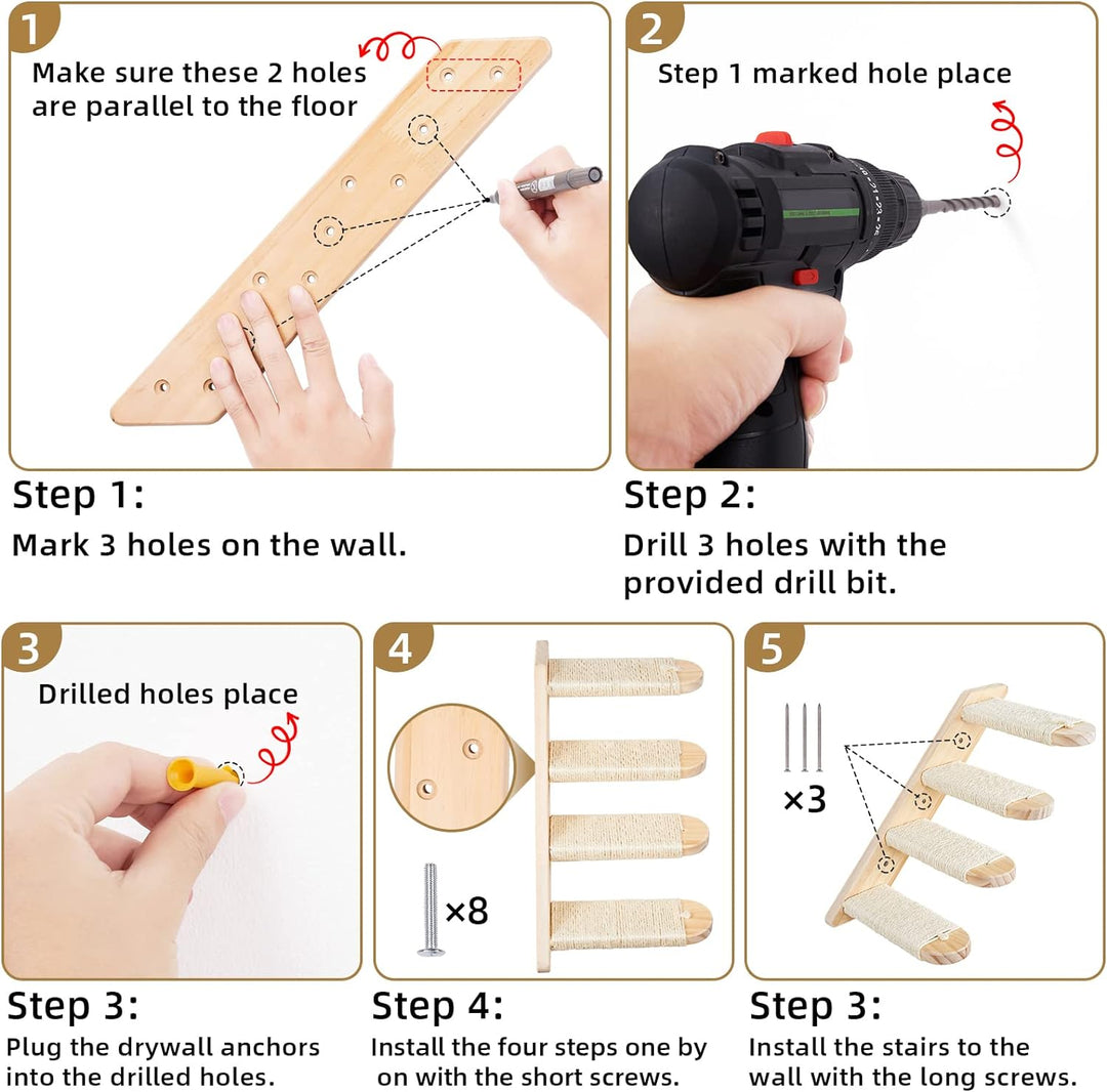 DaizySight Katzentreppe Wand Klettern Katzenleiter Katzen Möbel Innen Kletterwand Katzenmöbel Wandel