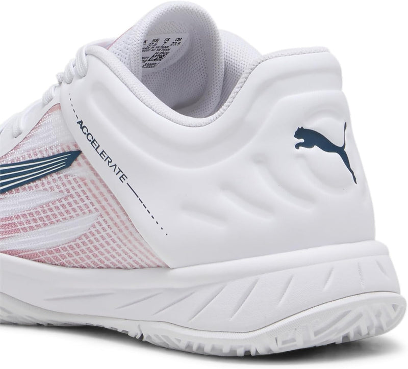 PUMA Unisex Accelerate Turbo W+ Indoor Court Shoe 37 EU Puma White Ocean Tropic Passionfruit, 37 EU