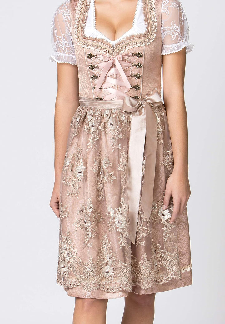 Stockerpoint Damen Lilou Midi Dirndl 40 Altrosa, 40 Altrosa