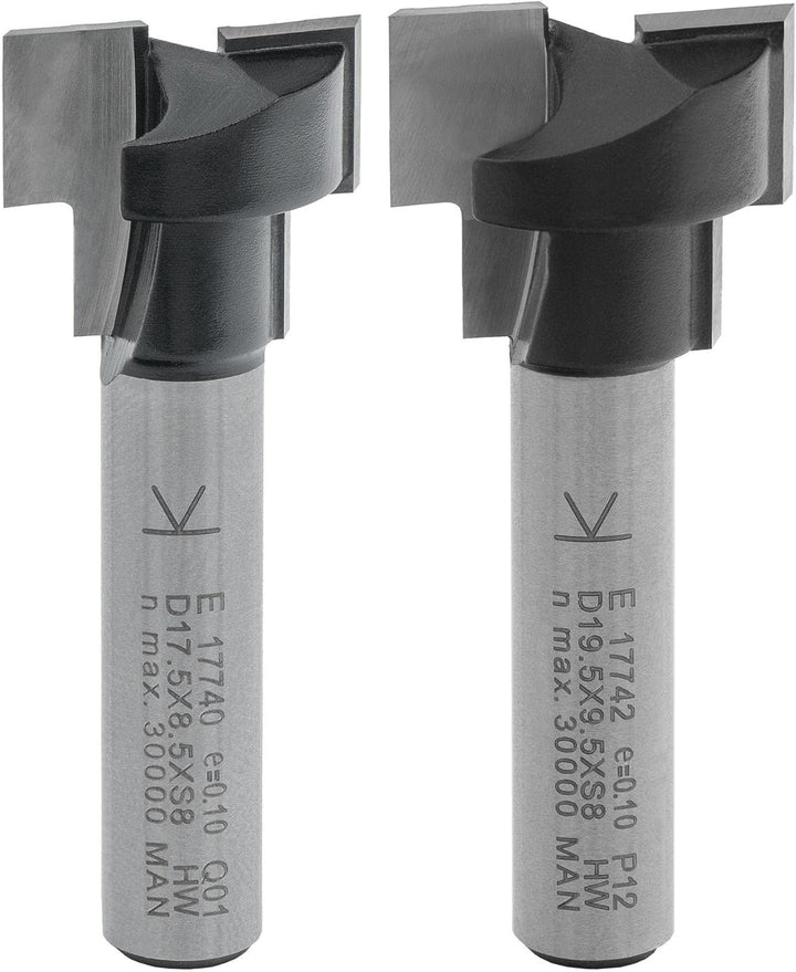 ENT 09047 2-tlg. HW T-Nutfräser-Set optimiert für M10 M12 Sechskantschrauben, HW, Schaft (S) 8 mm 2-