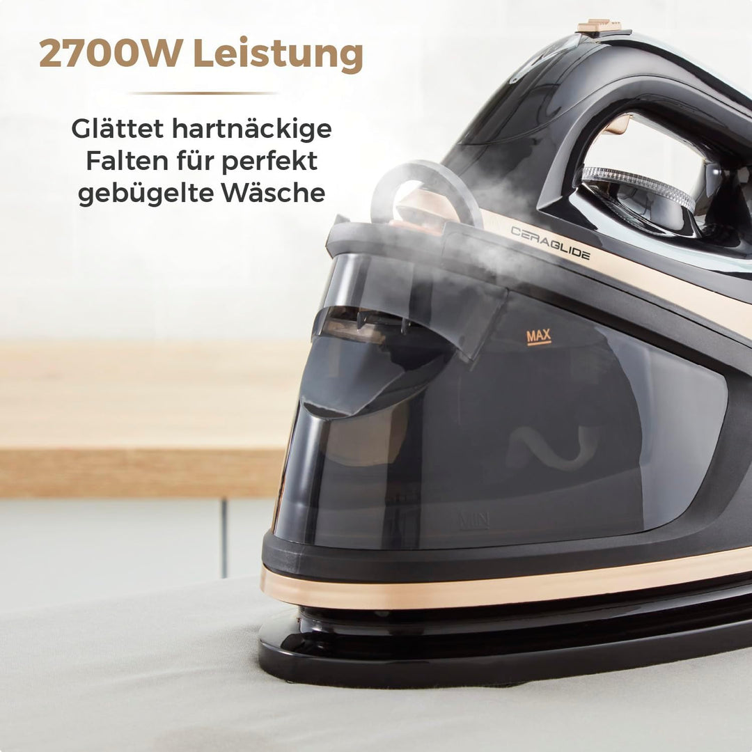 TOWER T22023GLDVDE IRON STEAM GENERATOR Dampfgenerator, Champagnergold und Schwarz Ceraglide Dampfbü