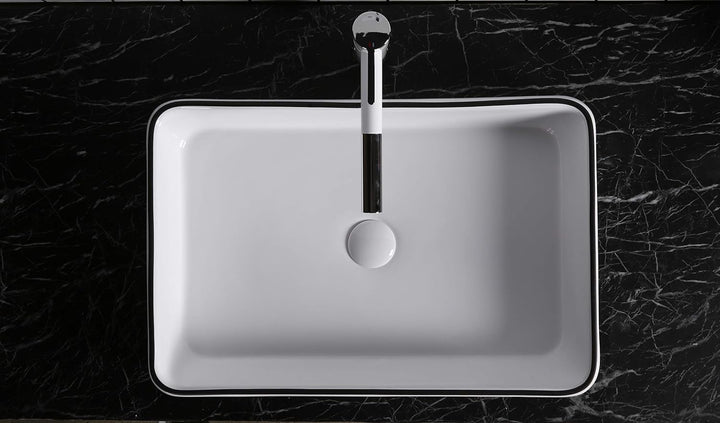 Art-of-Baan® Premium Waschbecken aus Keramik I hochwertiges Handwaschbecken mit Lotus-Effekt I eckig