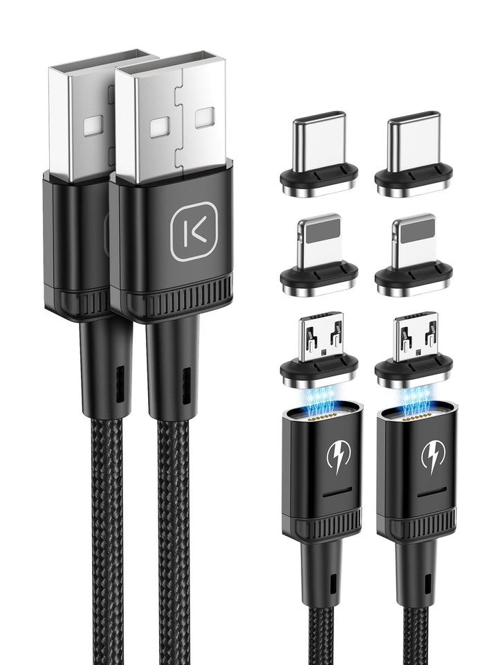 Kuulaa 3-in-1-Magnetladekabel, 3A-Schnellladekabel aus Nylon, geflochten mit LED Light Magnetic USB