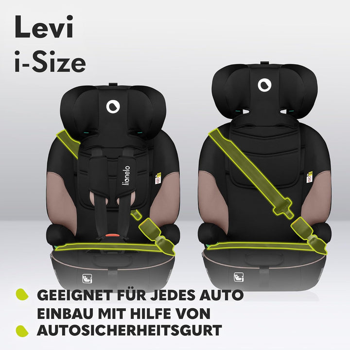 LIONELO LEVI I-SIZE 76-150 cm Kinderautositz, Gruppe 1 2 3, Seitenschutz, 10 Grad Kopfstützenverstel