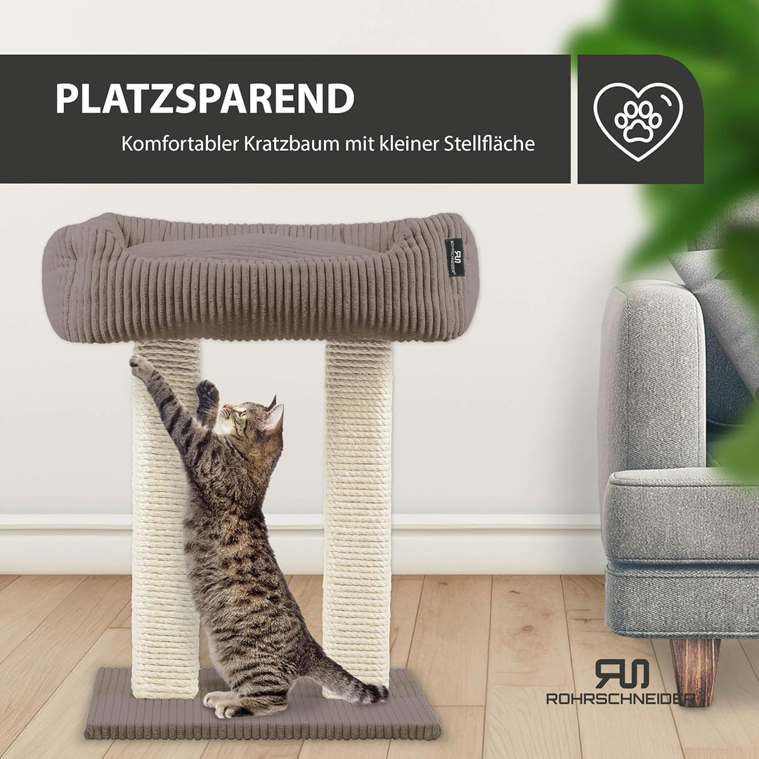 Rohrschneider moderner Kratzbaum Wolly | Made in Germany | Kleiner Katzenbaum mit 2 Breiten Kratzsäu