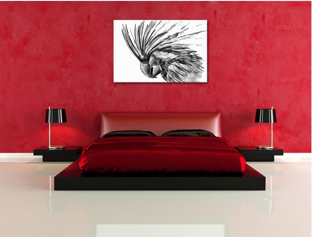Pixxprint Exotischer Vogel Kunst / 100x70cm Leinwandbild bespannt auf Holzrahmen/Wandbild Kunstdruck