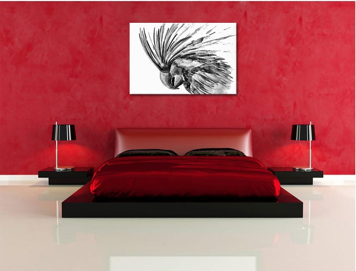 Pixxprint Exotischer Vogel Kunst / 100x70cm Leinwandbild bespannt auf Holzrahmen/Wandbild Kunstdruck