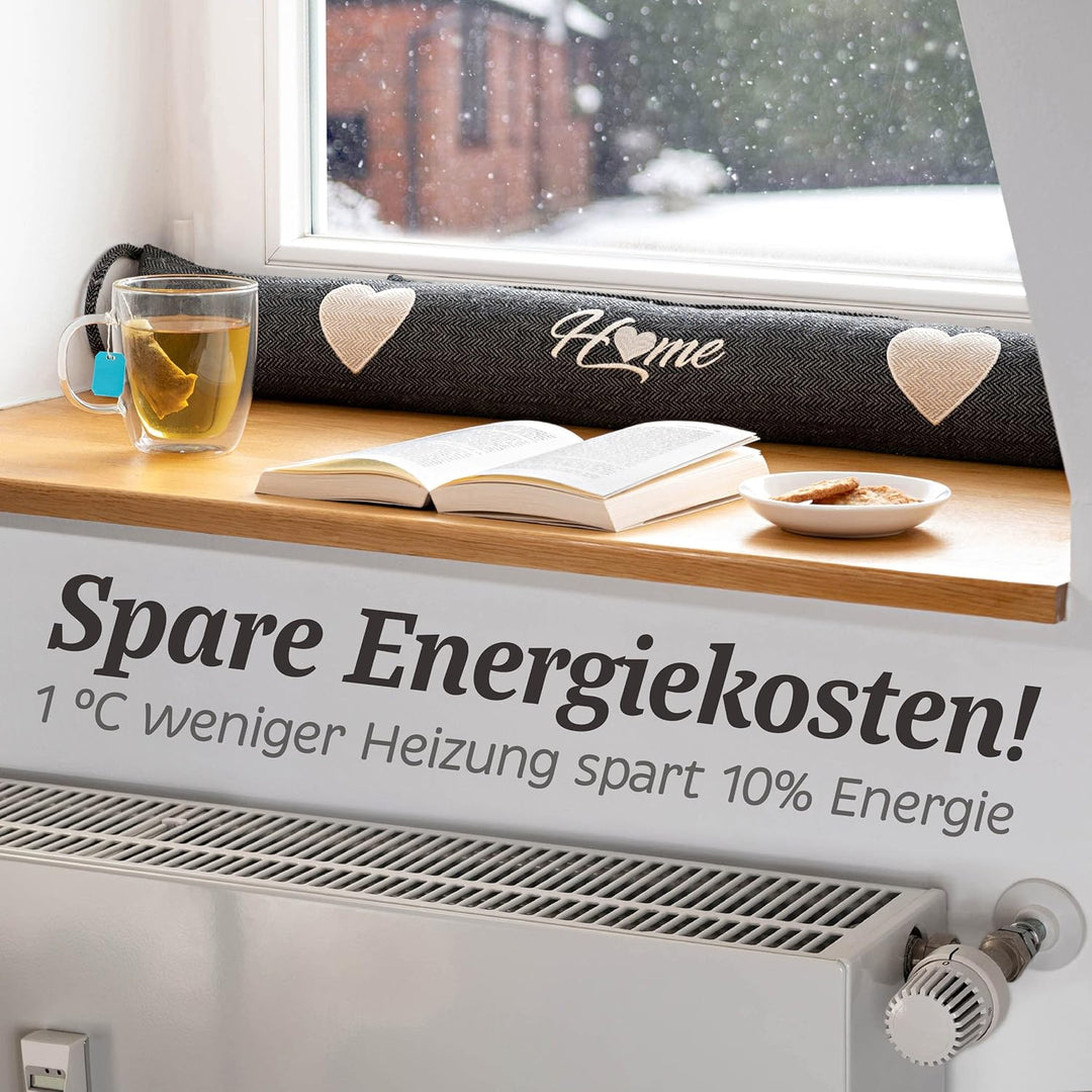 Praknu 2 Stück Zugluftstopper 90cm - Waschbar - Energiesparend - Extra Schwer - Für Türen und Fenste
