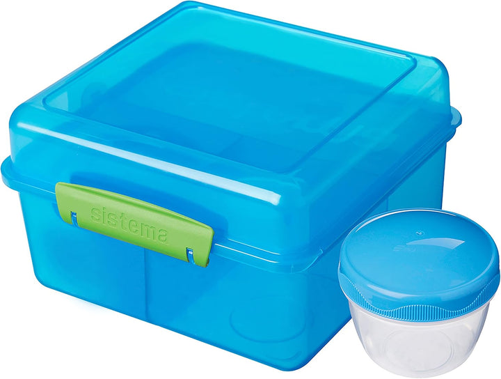 Sistema TO GO Brotdose mit Fächern Cube Max | 2L Bento-Lunchbox mit auslaufsicherem Joghurtbehälter