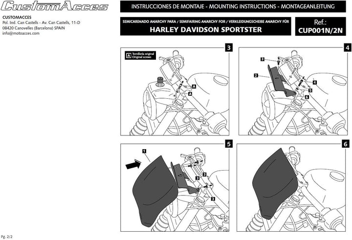 Verkleidungscheibe Free Spirit Modell Schwarz Customacces für Harley Davidson Sportster 883 Low 04'-