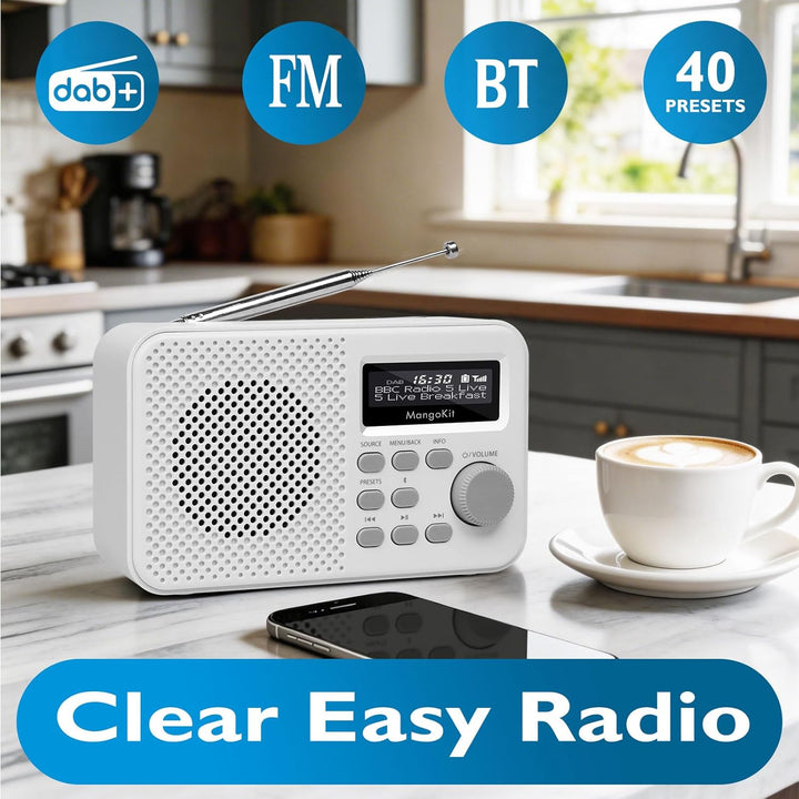 MD2 PLUS Tragbares DAB/DAB+/UKW Digitalradio,Bluetooth-Streaming,40 Speicherplätze,Klares Display,Ko