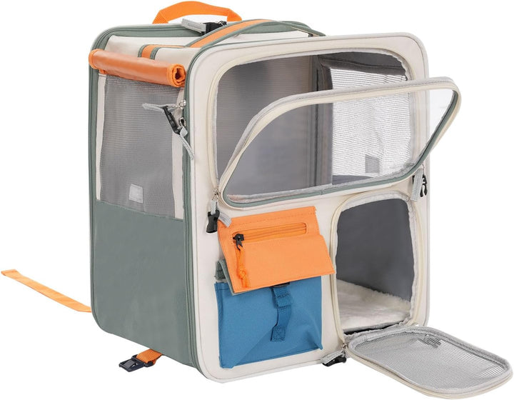 2-in-1 Transportrucksack Transportbox für Haustiere mit Rädern, Hundetransportbox Hunderucksack Katz