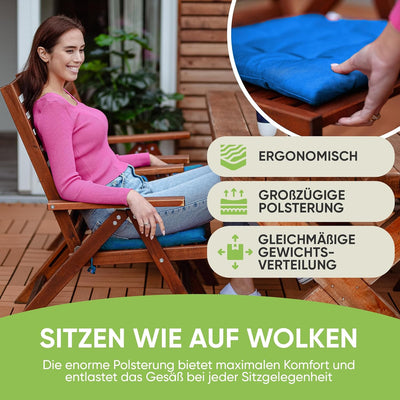 Gräfenstayn® 8er-Set Sitzkissen 40x40x3cm mit Haltebändern für Indoor und Outdoor mit Öko-Tex Siegel