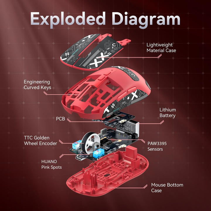 ATTACK SHARK X6 49g Superlight Mouse with Magnetic Charging Dock, PixArt PAW3395 Gaming Sensor, BT/2