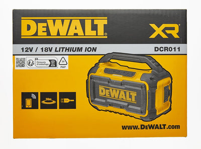 Dewalt Bluetooth Akku-Lautsprecher DCR011 (Stereo, extrem robust, mit Überrollbügel, AUX-Eingang 3,5