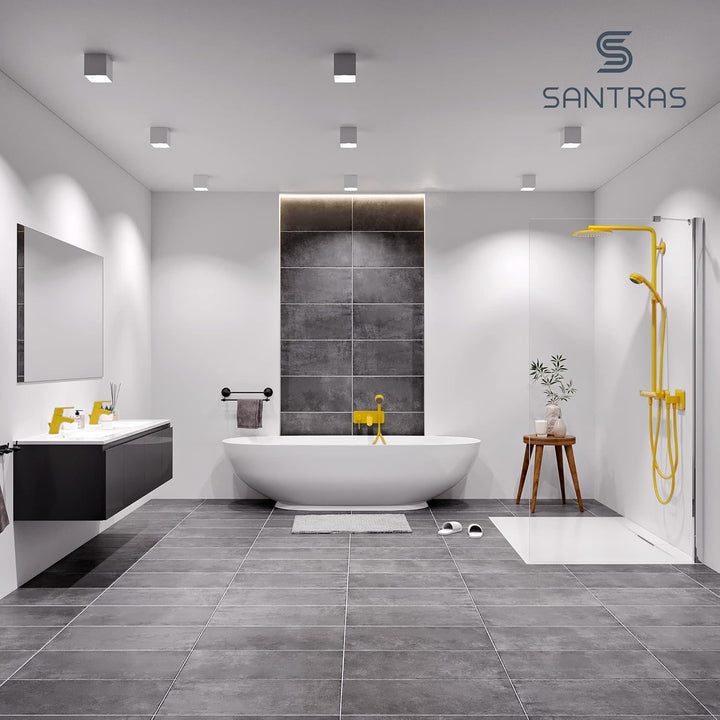 SANTRAS® Handbrause mit dreifach verstellbaren Duschkopf in Gelb Gelb Dreifach verstellbar, Gelb Dre