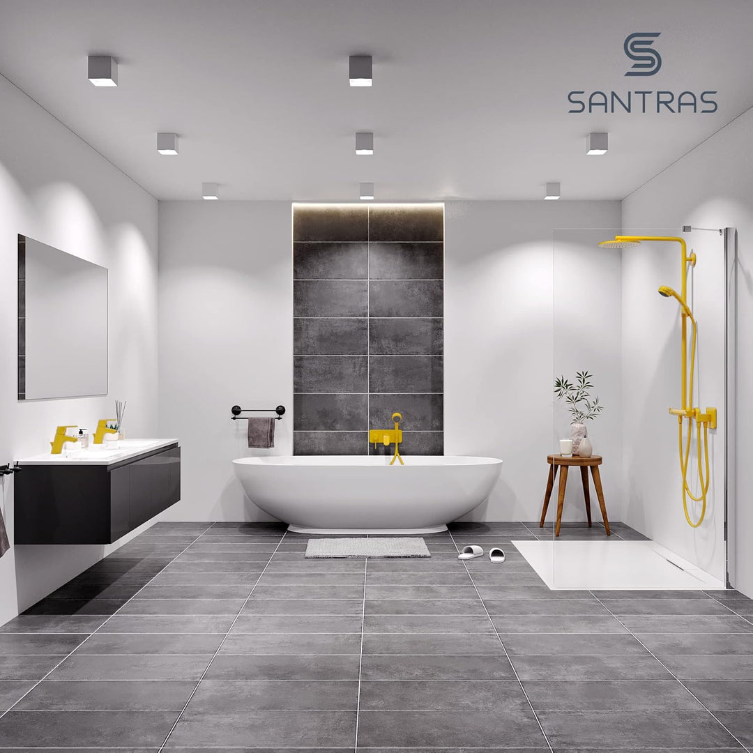 SANTRAS® Waschtischarmatur für das Bad mit Exzenter Ablaufgarnitur und Zugstange in Gelb– Einhebel-M