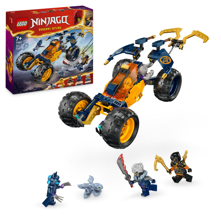 LEGO NINJAGO Arins Ninja-Geländebuggy, Ninja-Spielzeug mit Auto, Drache und 4 Mini-Figuren, Abenteue