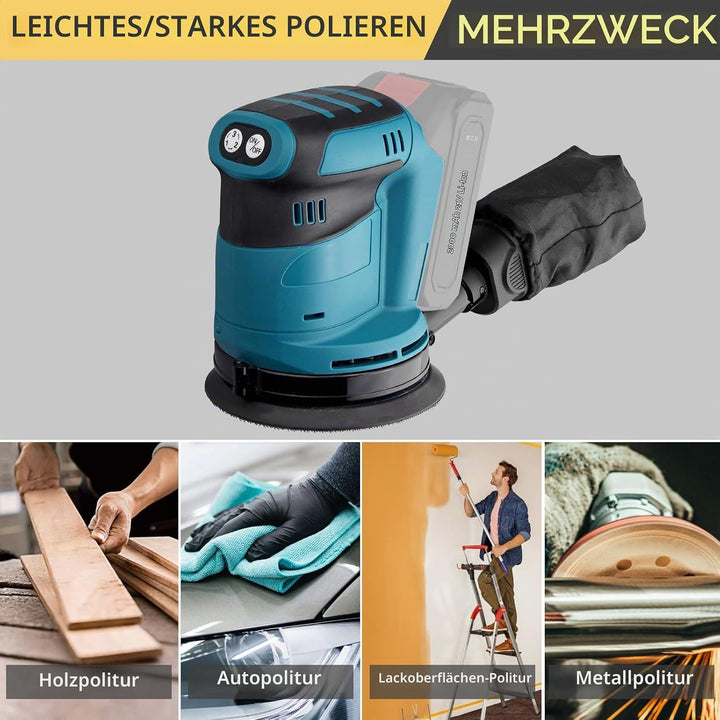AMTOVL Exzenterschleifer Schleifmaschine Schleifgerät 3 Leistungsstufe mit 5PCS 125mm Schleifpapier