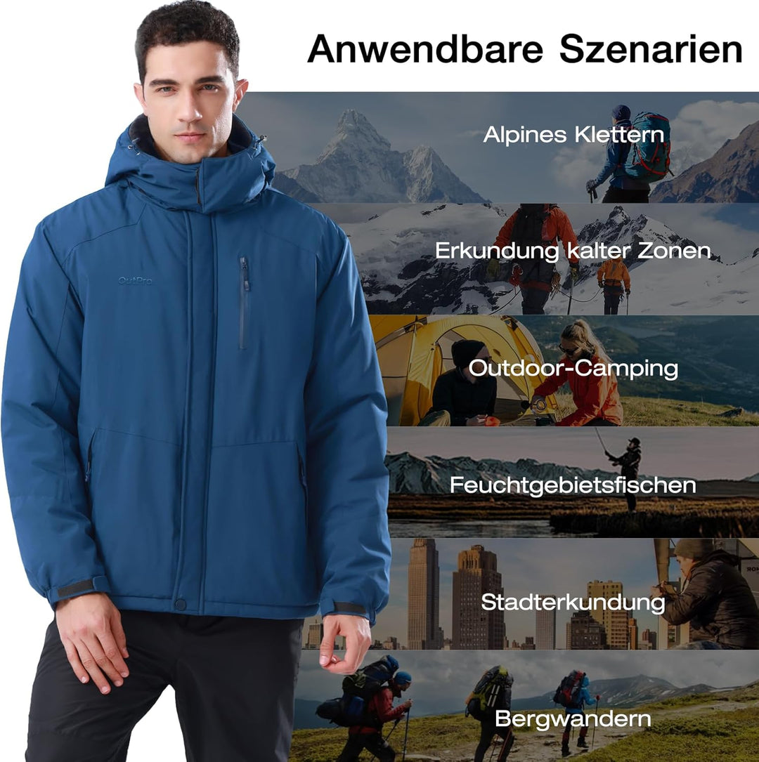 OutPro Herren Skijacke Vielseitige Winterjacke - Wasserdicht, winddicht,Perfekt für Outdoor-Aktivitä
