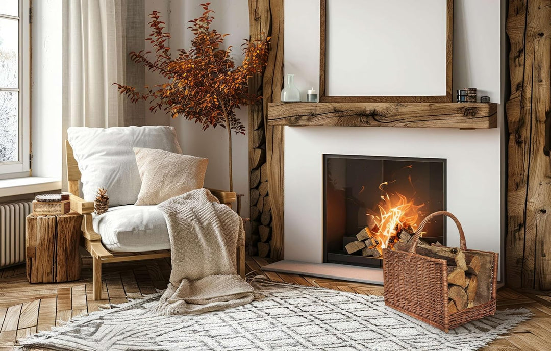 BOGATECO Weidenkorb mit Griff quadratisch | Kaminkorb 45X30X30 | Handgewebt | Mit Jute ausgekleidete